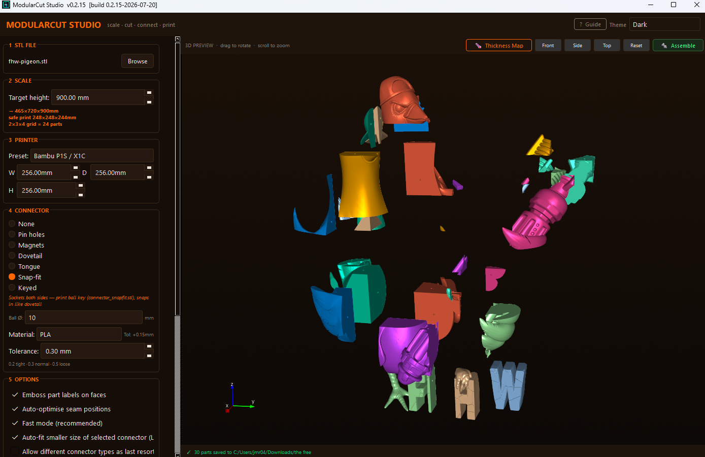 Exploded printable parts